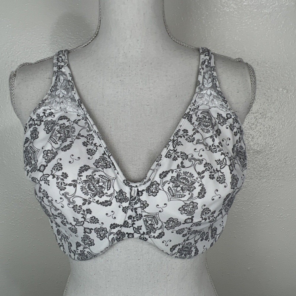 Bali Bra Women 38DD Black White Floral Print Wired Unpadded - Picture 12 of 13